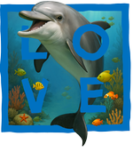 Blue Dolphin Love - with background