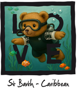 Caribbean black diving bear - with background