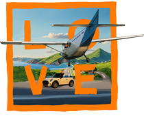 Orange Airport LOVE - with sky