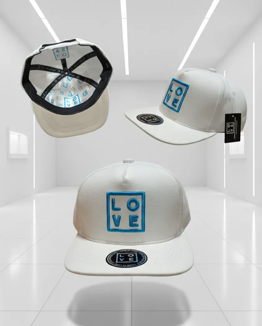 Baseball Cap Love Concept Store Adjustable – Cream white/White – Two embroidered logos on the front and back in turquoise, pink or dark orange