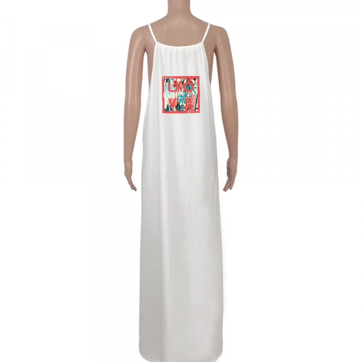 Dress Noémi – White Flex Art Palm trees