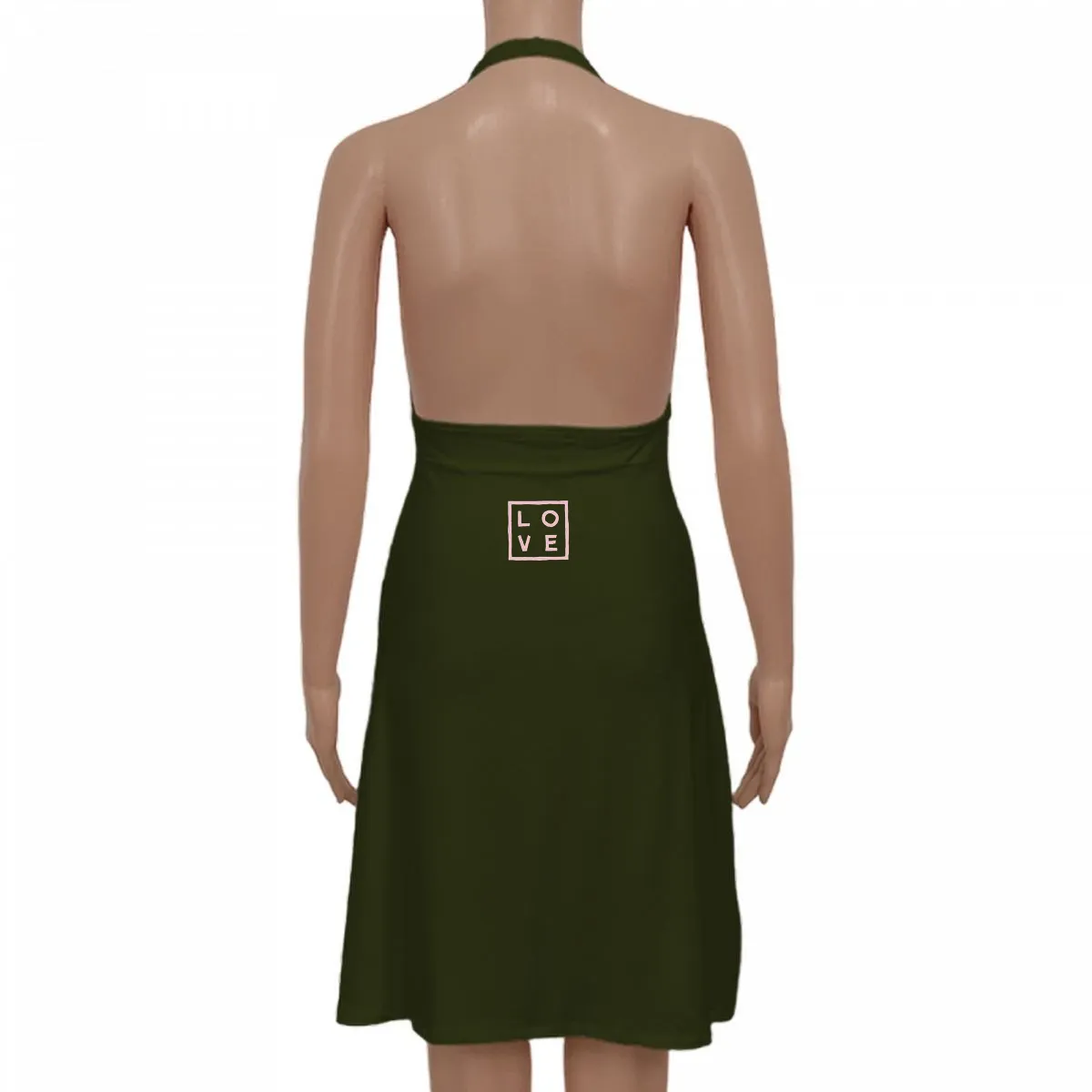Marilyn Dress – Army green – Free Size Logo Classic Print
