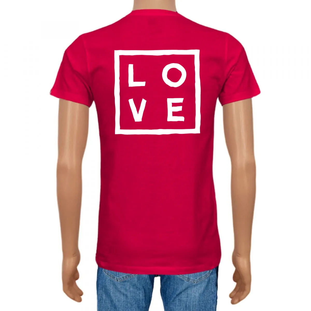 Men's T-shirt Cotton Plain V-Neck - Cherry red - Classic Print - Love Concept Store