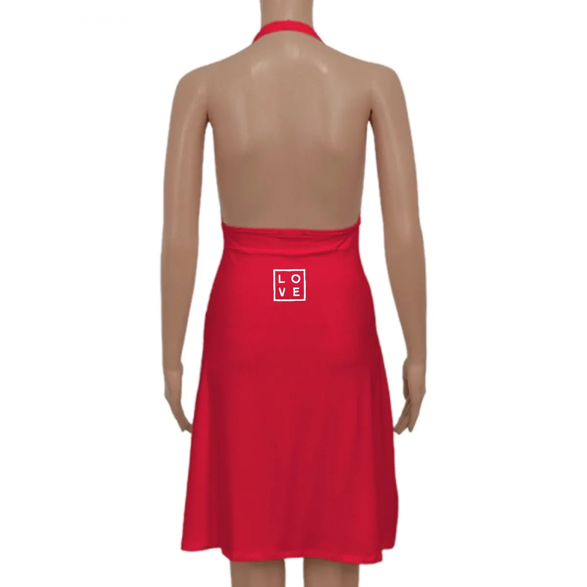 Marilyn Dress – Red – Free Size -Logo Classic Print