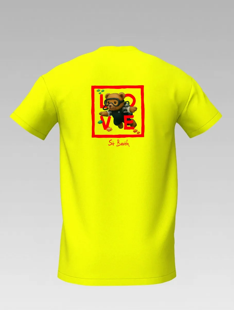 Kids’ Yellow T-shirt – Diving Bear – Signature St Barth & St Martin – LOVE Edition