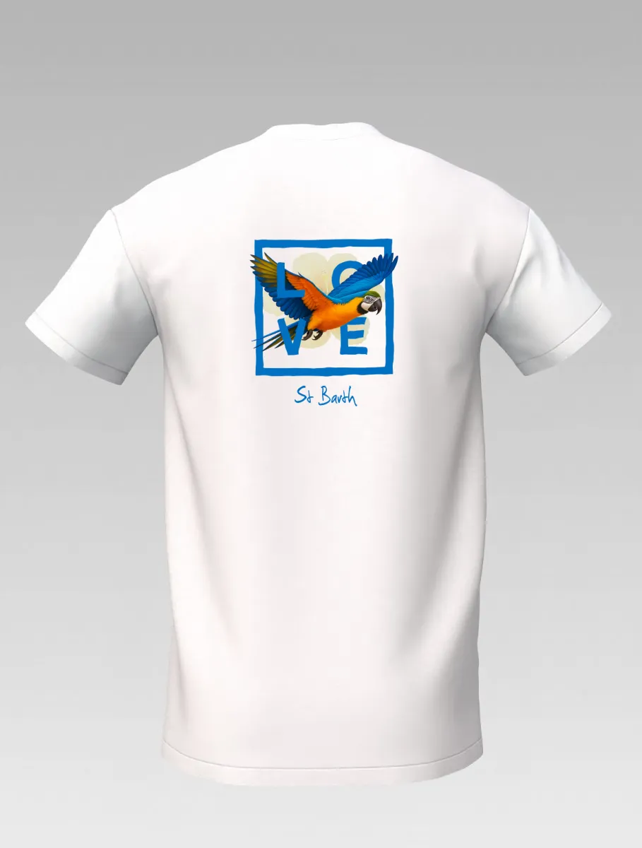 Children’s White T-Shirt – Caribbean Parrot – Signature St Barth & St Martin – LOVE Edition