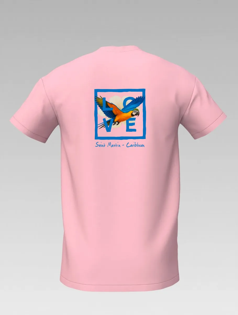 Children’s Pink T-Shirt – Caribbean Parrot – Signature St Barth & St Martin – LOVE Edition