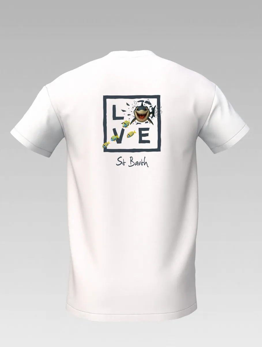 Children’s White T-Shirt – Caribbean Shark – Signature St Barth & St Martin