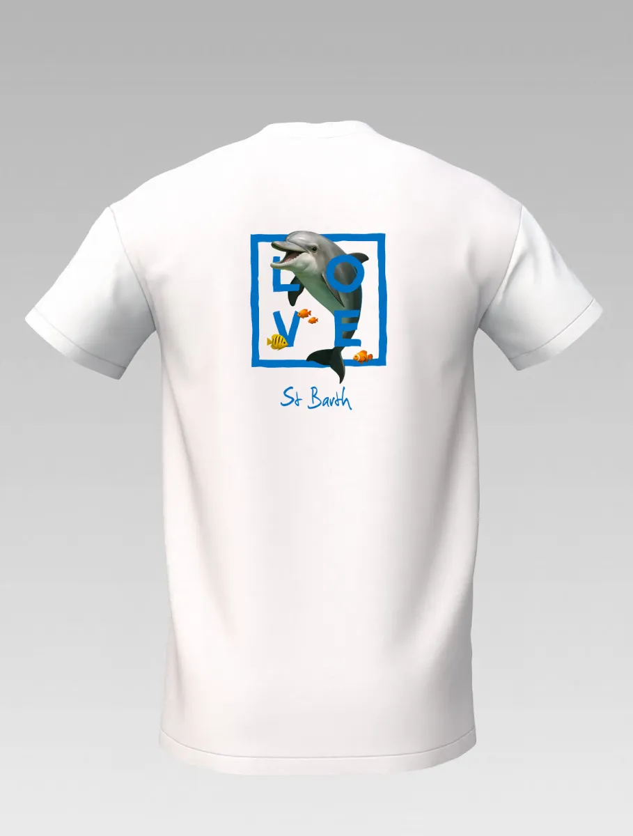 Children’s White T-Shirt – Saint-Martin & St Barth Signature Dolphin – LOVE Edition