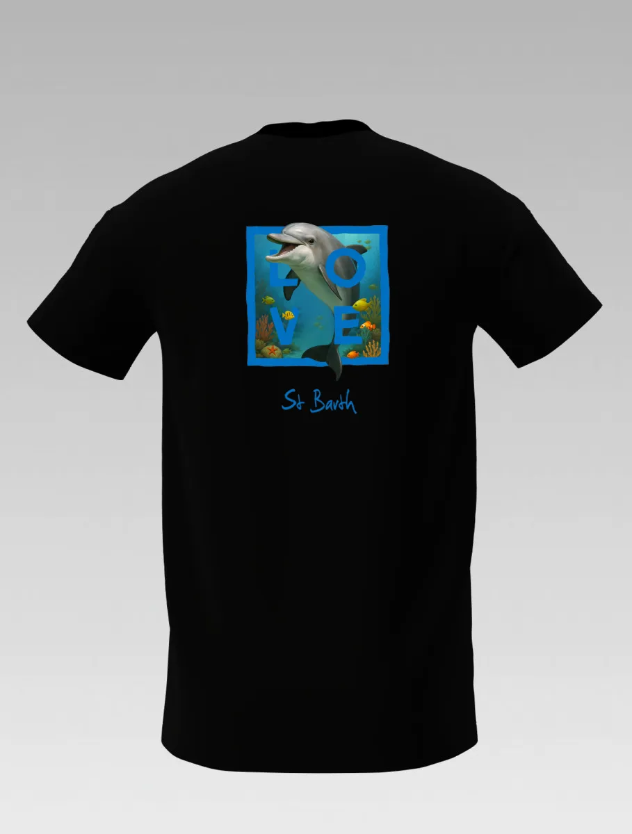 Children’s Black T-Shirt – Saint-Martin & St Barth Signature Dolphin – LOVE Edition