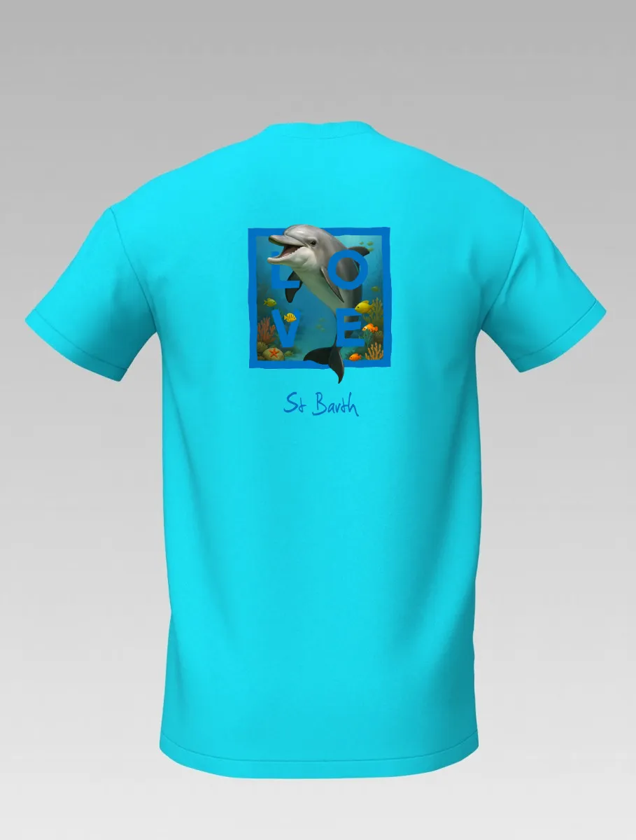 Turquoise Kids’ T-shirt – Saint-Martin & St Barth Signature Dolphin – LOVE Edition