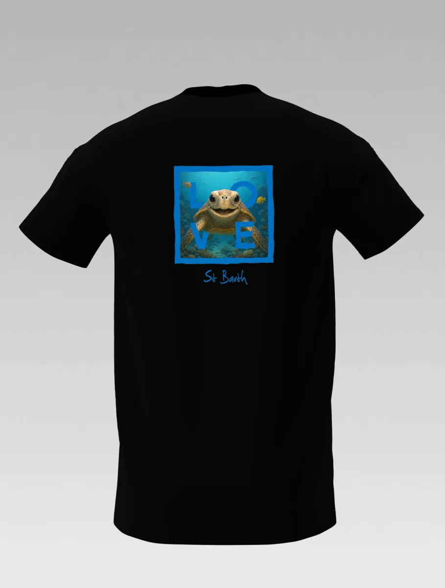 Kids’ Black T-shirt – Saint-Martin & St Barth Signature Turtle – LOVE Edition