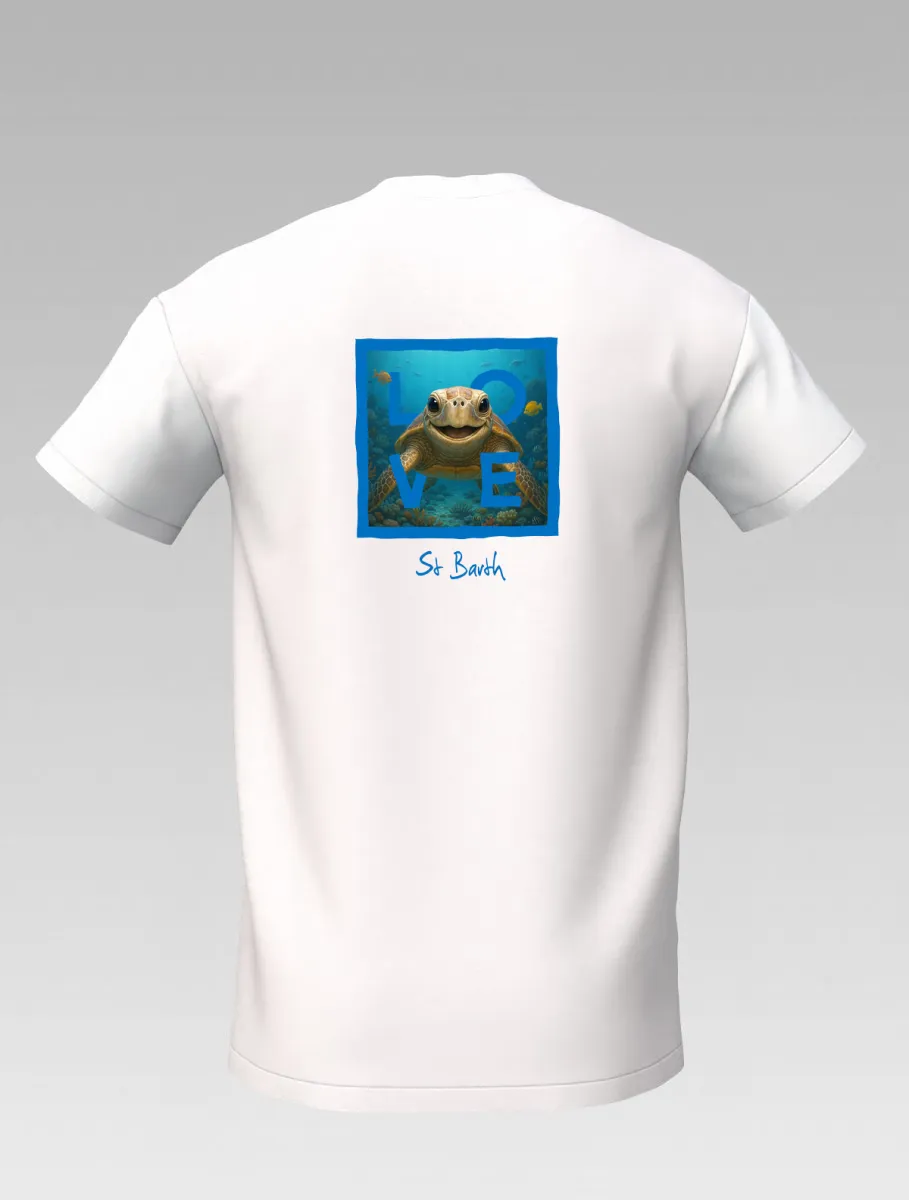 Kids’ White T-shirt – Saint-Martin & St Barth Signature Turtle – LOVE Edition
