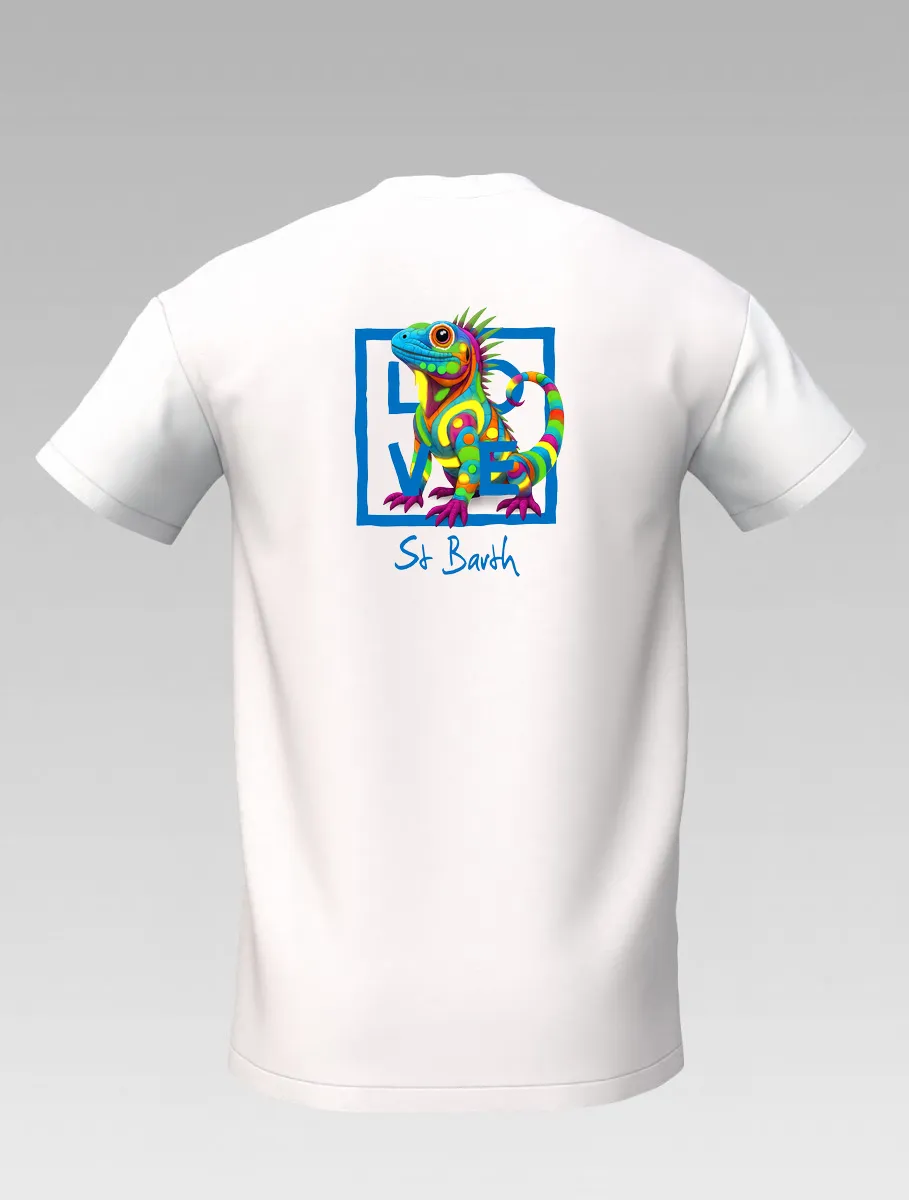 White Kids T-Shirt – Cotton & Spandex – Signature Saint Martin, St Barth – LOVE Iguana Edition