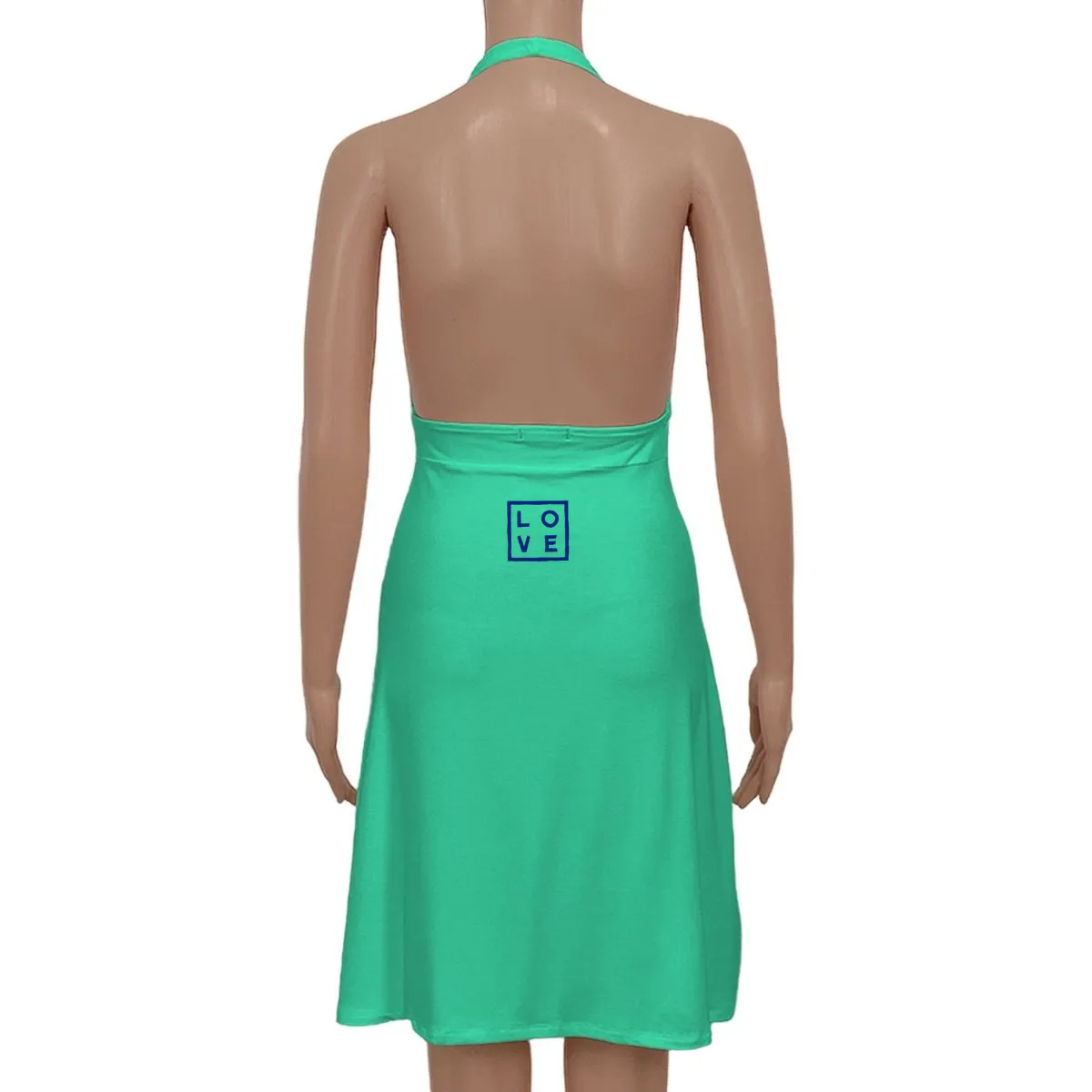 Marilyn Dress – Aqua green – Free Size Logo Classic Print