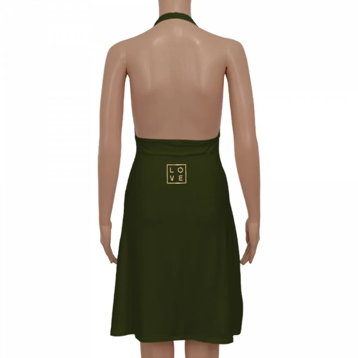 Marilyn Dress – Army green – Free Size Logo Metal Flex