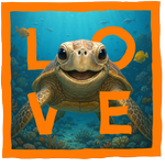Orange Turtle LOVE - with background