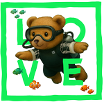 Green Diving Bear LOVE - Bottomless