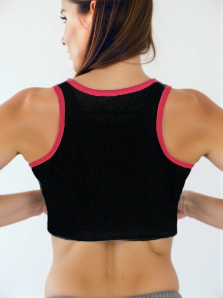 Singlet Crop top – Super Soft – Black/Fluo pink