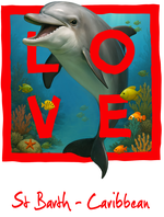 Caribbean red dolphin - with background