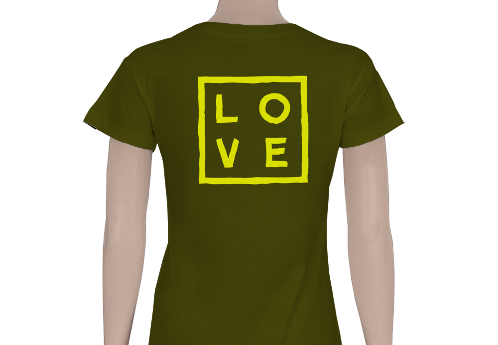 Women's T-shirt – Cotton – Open V – Army green - Fluorescent