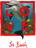 St Barth red dolphin - with background