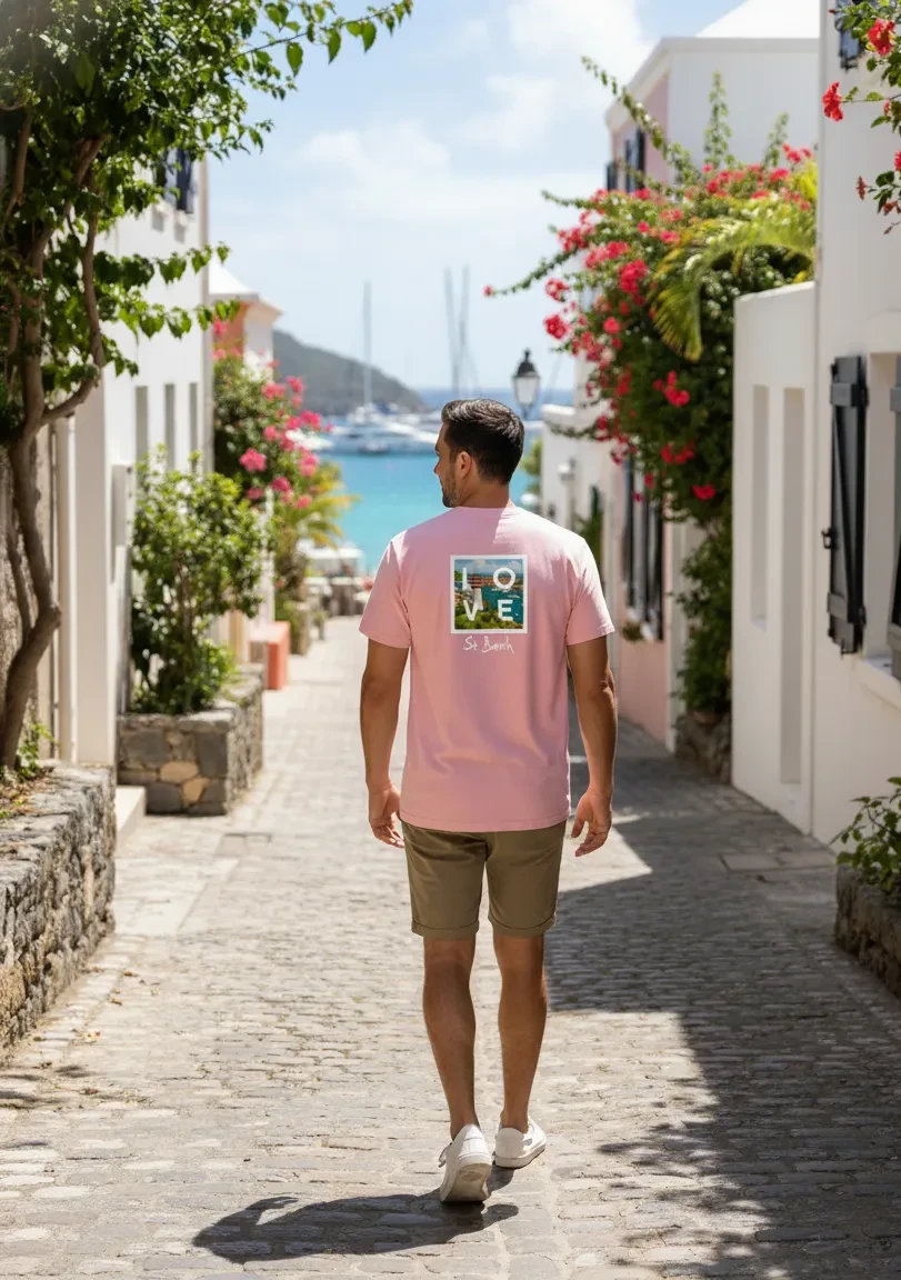 Men’s T-shirt – Cotton and Elastane – St. Barth Signature – LOVE Gustavia Edition – Set Sail for Saint-Barth