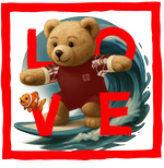 Red Surfing Bear Love