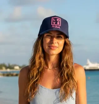 Trucker Cap – Navy/Navy – Embroidered Logo in Fuchsia Pink