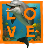 Orange Dolphin Love - with background