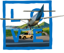 Blue Airport LOVE - no sky