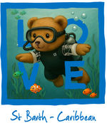 Caribbean blue diving bear - with background