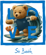 Blue surfer Bear St Barth