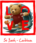 Red Surfing Bear St Caribbean