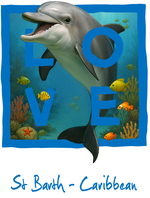 Caribbean blue dolphin - with background