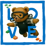 Blue Diving Bear LOVE - Bottomless