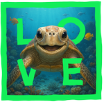Green Turtle LOVE - with background