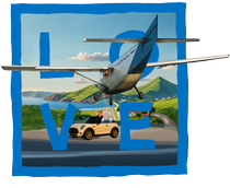 Blue Airport LOVE - with sky