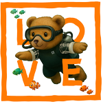 Orange Diving Bear LOVE - Bottomless