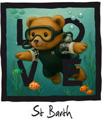 St. Barth black diving bear - with background